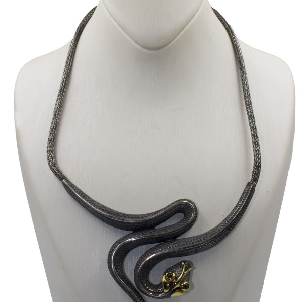 Tony Mara Κολιέ φίδι από ασήμι 925 με επίχρυσες λεπτομέρειες