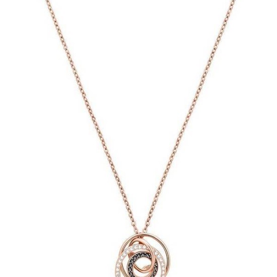 Swarovski Greeting Rose Gold Tone Plated With Black & Clear Crystal Ring Pendant 5394969