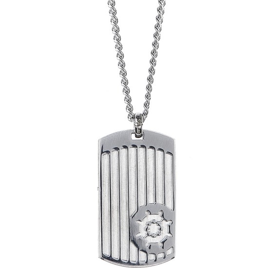 Necklace With Steel Plate And Still In Relief AGR170T