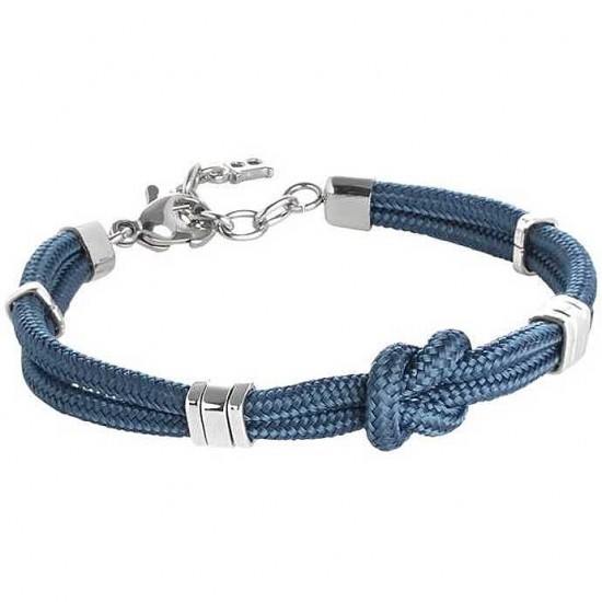 Boccadamo Blue Cord Bracelet With Silver Details ABR394B