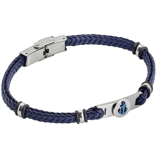 Boccadamo Blue Leather Bracelet With Small Anchor 