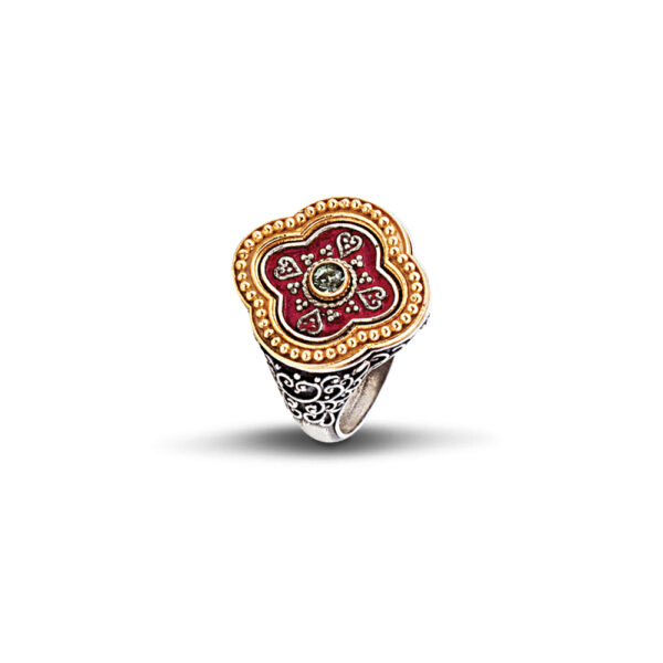 Δαχτυλίδι με κόκκινο σμάλτο και κρύσταλλο D287 Δαχτυλίδι με κόκκινο σμάλτο και κρύσταλλο D287