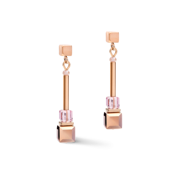 Earrings GeoCUBE® frontline rose gold-lilac 5042210829 Earrings GeoCUBE® frontline rose gold-lilac 5042210829