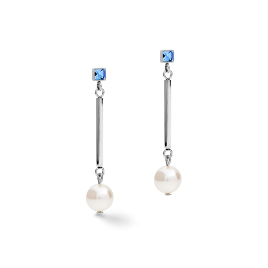 Σκουλαρίκια Crystal Pearls, Swarovski® Crystals & inox ασημί-γαλάζιο 5046210720