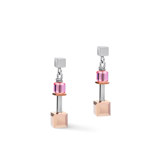 Earrings GeoCUBE® Swarovski® Crystals & stainless steel rose gold-silver multicolour Art Nouveau 5062211578