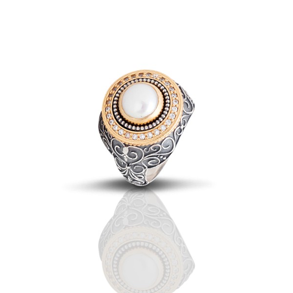 Δαχτυλίδι με πέρλα και ζιργκόν D339 Δαχτυλίδι με πέρλα και ζιργκόν D339