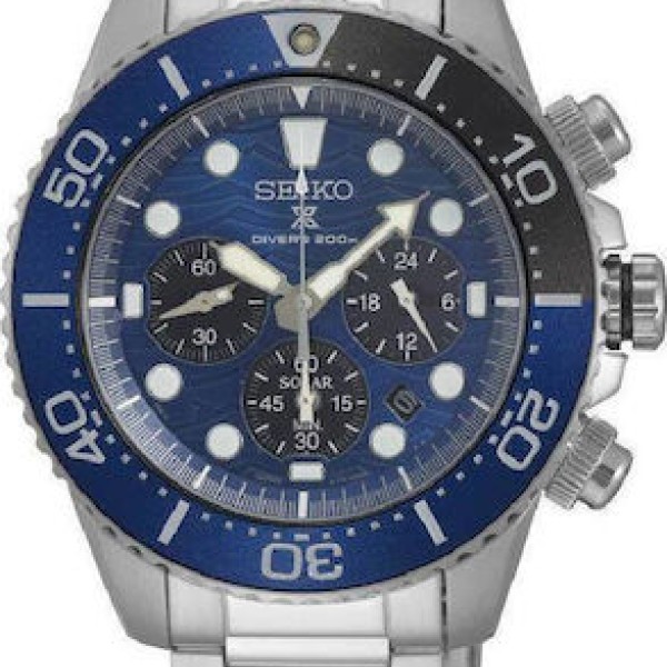 Seiko ανδρικό ρολόι Prospex Χρόνο Ασημί μπλε