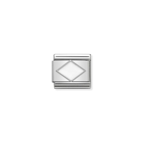 NOMINATION ITALY LINK SILVER WHITE RHOMBUS NOMINATION ITALY LINK SILVER WHITE RHOMBUS