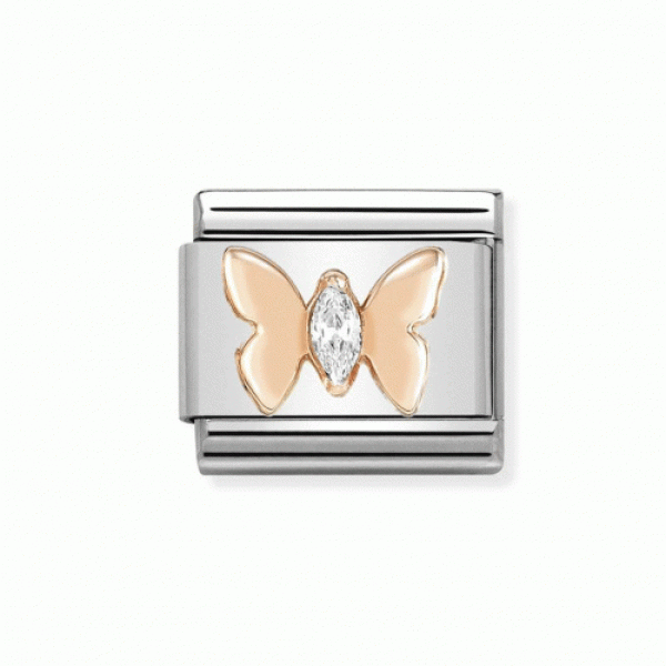 Nomination Ροζ Χρυσή πεταλούδα με ζιργκόν 430305/19