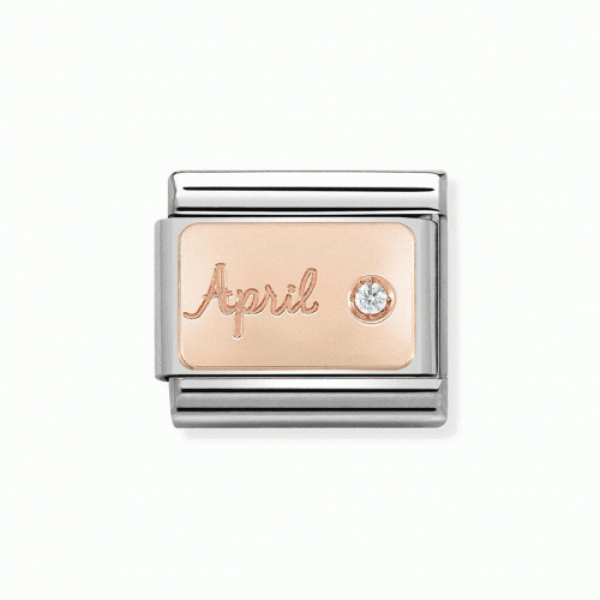 NOMINATION ITALY Classic LINK ροζ χρυσό 9Κ Απρίλιος με διαμάντι
