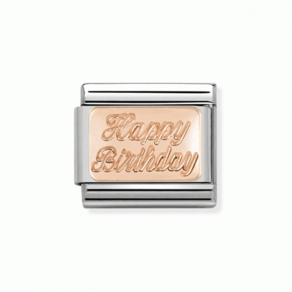 NOMINATION ITALY Classic Link ροζ χρυσό 9Κ ''Happy Birthday'' NOMINATION ITALY Classic Link ροζ χρυσό 9Κ ''Happy Birthday''