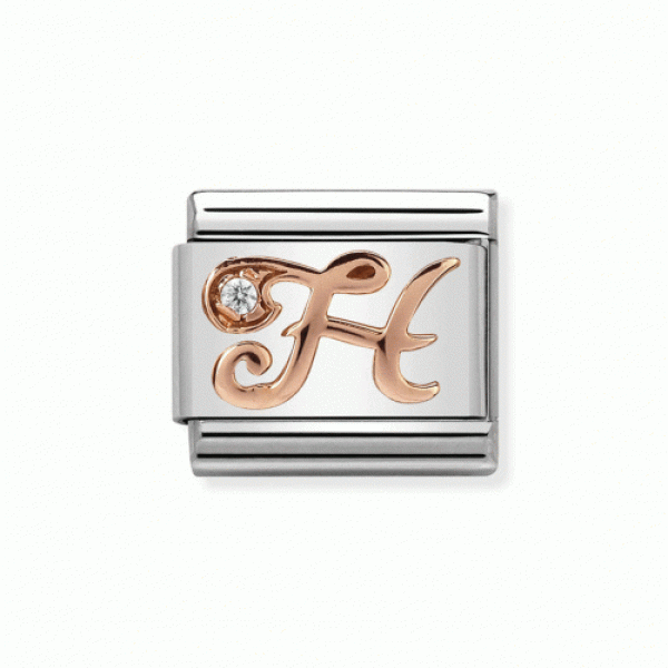 NOMINATION ITALY Classic LINK ροζ χρυσό 9Κ με το γράμμα H