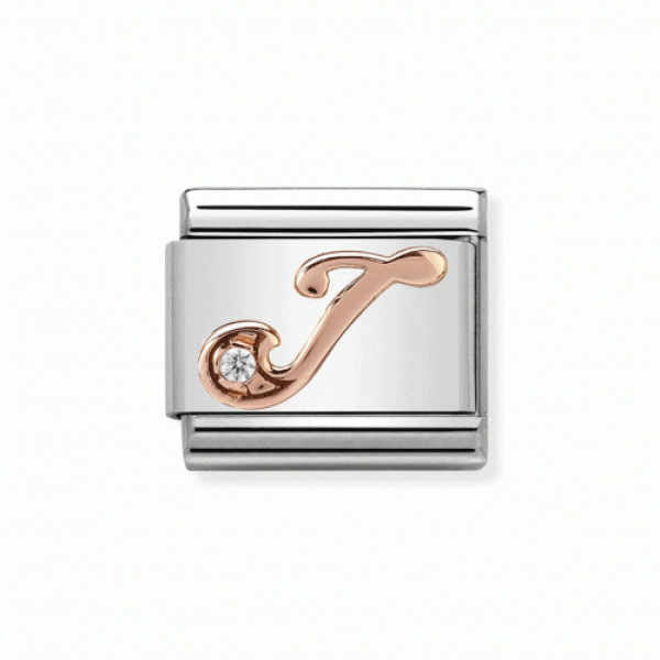 NOMINATION ITALY Classic LINK ροζ χρυσό 9Κ με το γραμμα J