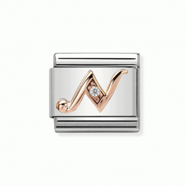 NOMINATION ITALY Classic LINK ροζ χρυσό 9Κ με το γραμμα N