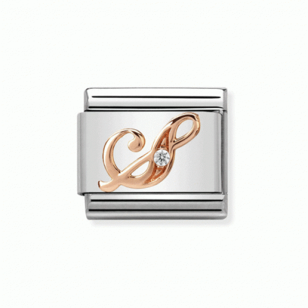 NOMINATION ITALY Classic LINK ροζ χρυσό 9Κ με το γράμμα S