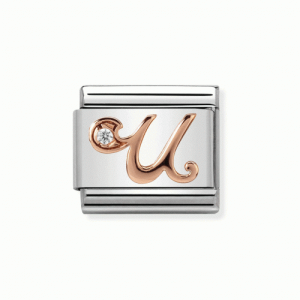 NOMINATION ITALY Classic LINK ροζ χρυσό 9Κ με το γράμμα U