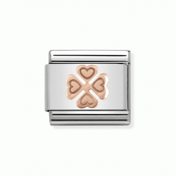 NOMINATION ITALY Classic Link ροζ χρυσό 9Κ τετράφυλλο τριφύλλι