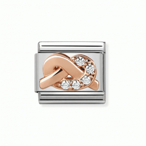 NOMINATION ITALY Classic Link ροζ χρυσός 9Κ κόμπος με ζιργκόν