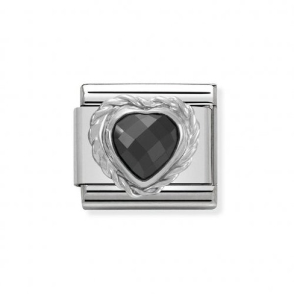 NOMINATION Classic Link καρδιά ασήμι 925 με μαύρο ζιργκόν 330603/011