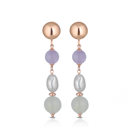 LE LUNE Earrings in silver with pearls, new jade