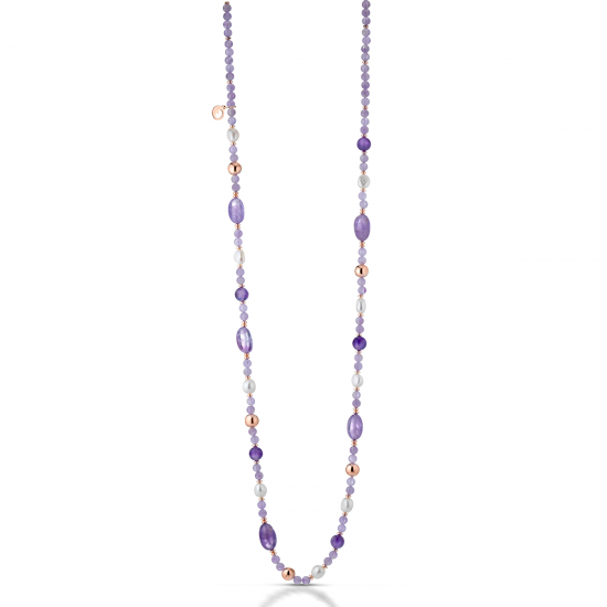 LE LUNE GLAMOUR Necklace in lavender jade, with pearls