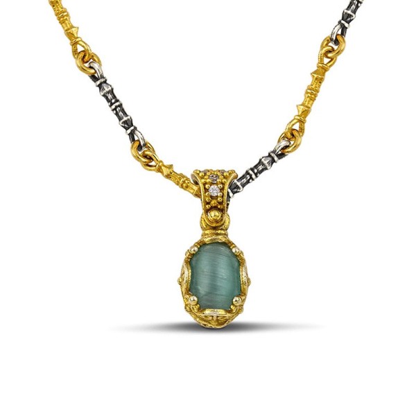 Dimitrios Exclusive Ασημένιο Μενταγιόν Διπλής Όψεως με Cat Eye Πέτρες M173 Dimitrios Exclusive Ασημένιο Μενταγιόν Διπλής Όψεως με Cat Eye Πέτρες M173