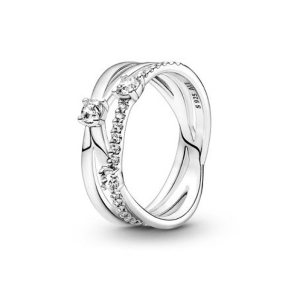 PANDORA Δαχτυλίδι ασ. 925 με ζιρκόν, τριπλό 199400C01 PANDORA Δαχτυλίδι ασ. 925 με ζιρκόν, τριπλό 199400C01