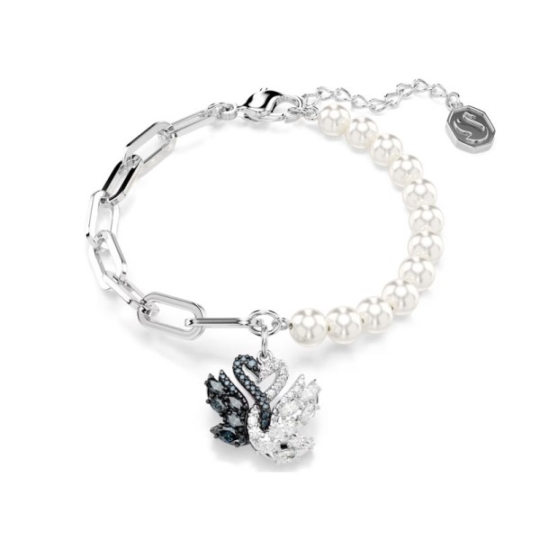 Swarovski Βραχιόλι Swan Crystal pearl, Κύκνος, Μαύρο, Επιμετάλλωση ροδίου 5705720 Swarovski Βραχιόλι Swan Crystal pearl, Κύκνος, Μαύρο, Επιμετάλλωση ροδίου 5705720
