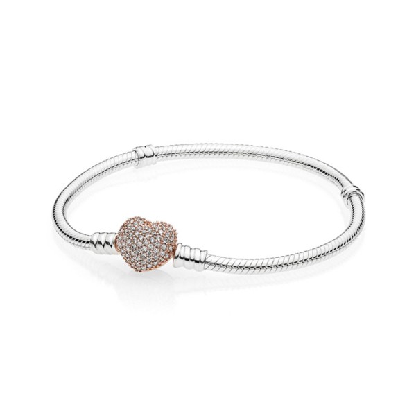 Pandora Αλυσίδα Βραχιόλι με καρδιά κούμπωμα 586292CZ Pandora Αλυσίδα Βραχιόλι με καρδιά κούμπωμα 586292CZ