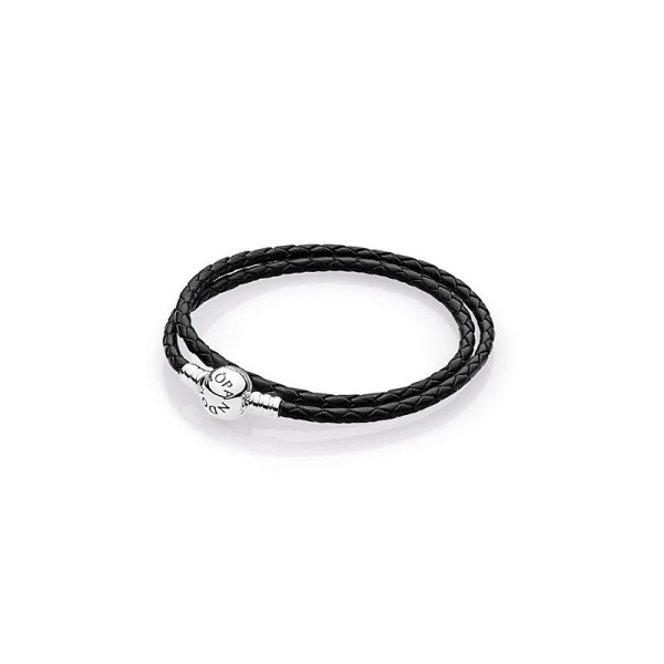 Pandora Βραχιόλι δερμάτινο ασ. 925 μαύρο διπλό 590745CBK Pandora Βραχιόλι δερμάτινο ασ. 925 μαύρο διπλό 590745CBK