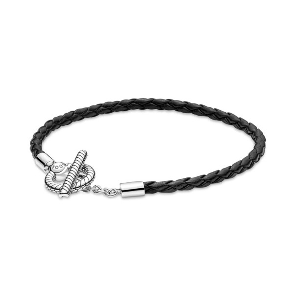 Pandora Βραχιόλι πλεκτό δέρμα με T-bar 591675C01 Pandora Βραχιόλι πλεκτό δέρμα με T-bar 591675C01