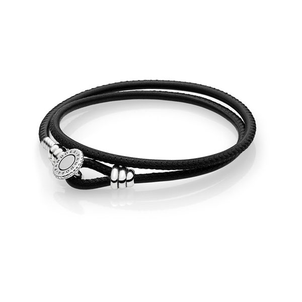 Pandora Βραχιόλι Μαύρο με Ασημί Σχέδιο 597194CBK