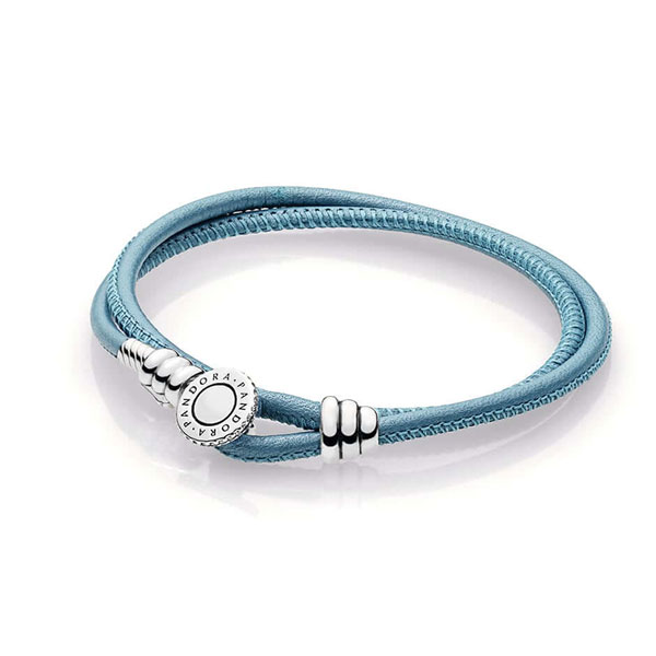 Pandora Βραχιόλι δερμάτινο ασ.925 με τυρκουάζ 597194CTQ