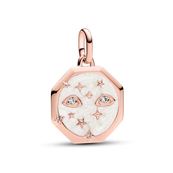 Pandora Μενταγιόν με επίστρωση χρυσού 14Κ, λευκό σμάλτο & κυβική ζιρκόνια, μάτια, οκτάγωνο 783036C01 Pandora Μενταγιόν με επίστρωση χρυσού 14Κ, λευκό σμάλτο & κυβική ζιρκόνια, μάτια, οκτάγωνο 783036C01