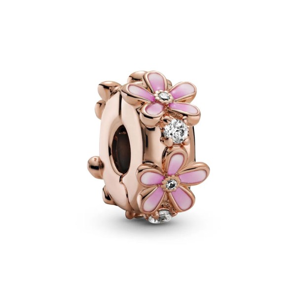 PANDORA Ροζ Κλιπ με μαργαρίτες 788809C01 PANDORA Ροζ Κλιπ με μαργαρίτες 788809C01