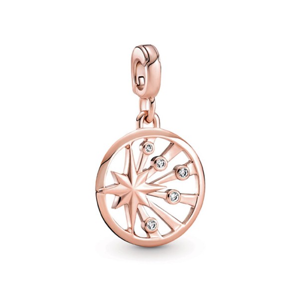 Pandora Γούρι Κρεμαστό Ροζ-Χρυσό με Αστέρια 789676C01 Pandora Γούρι Κρεμαστό Ροζ-Χρυσό με Αστέρια 789676C01