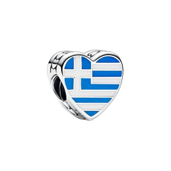 Pandora Σύμβολο Ελληνική σημαία σε σχήμα καρδιάς 792015C00_E071 Pandora Σύμβολο Ελληνική σημαία σε σχήμα καρδιάς 792015C00_E071