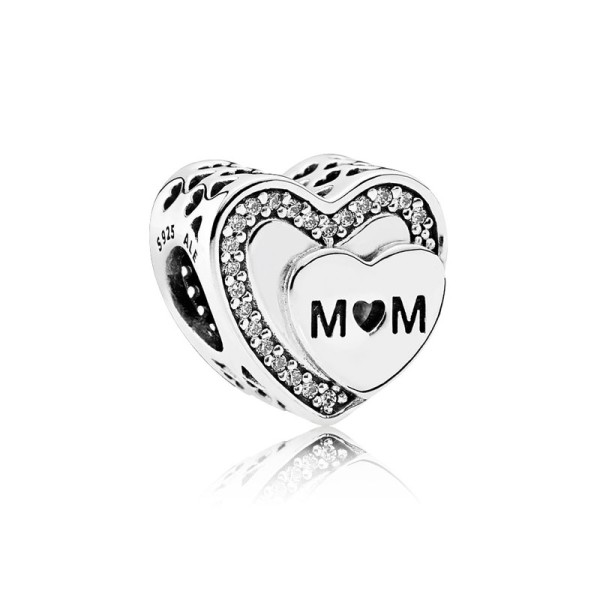 PANDORA Ασημένια καρδιά μαμά με διάφανο κυβικό ζιργκόν 792070CZ PANDORA Ασημένια καρδιά μαμά με διάφανο κυβικό ζιργκόν 792070CZ