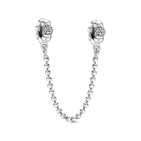 PANDORA Ασημένιο Κλιπ με Αλυσίδα και Διάφανο Ζιργκόν 798680C01 PANDORA Ασημένιο Κλιπ με Αλυσίδα και Διάφανο Ζιργκόν 798680C01