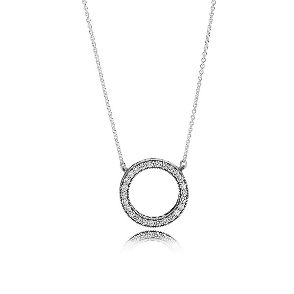 Pandora Κολιέ ασ.925 με κυβική ζιρκόνια, λογότυπο PANDORA (διπλής όψεως) 590514CZ