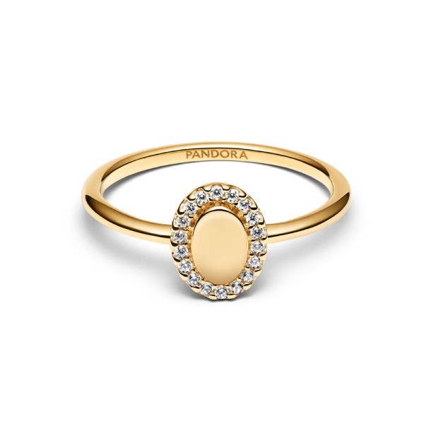 Pandora Engravable 14k επιχρυσωμένο δαχτυλίδι με διάφανο κυβικό ζιργκόν 163800C01 Pandora Engravable 14k επιχρυσωμένο δαχτυλίδι με διάφανο κυβικό ζιργκόν 163800C01