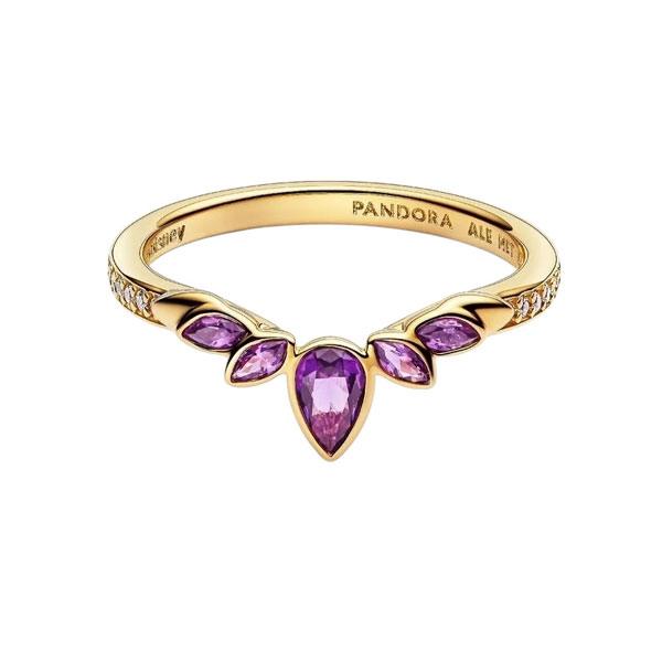 Pandora Δαχτυλίδι χρυσό 14k με μωβ πέτρες 164135c01