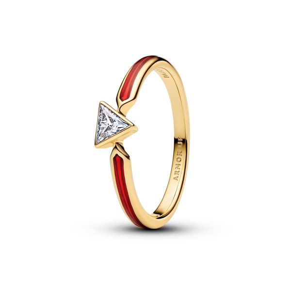 Pandora Δαχτυλίδι με επίστρωση χρυσού 14Κ κυβική ζιρκόνια & κόκκινο σμάλτο, Marvel Iron Man 164211C01