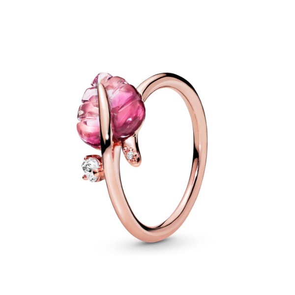 Pandora Δαχτυλίδι με Γυάλινο φύλλο ροζ Murano 188319PMU Pandora Δαχτυλίδι με Γυάλινο φύλλο ροζ Murano 188319PMU