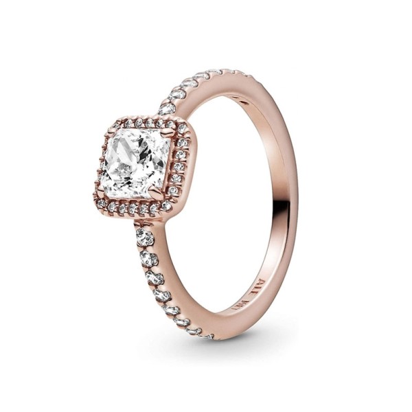 Pandora Δαχτυλίδι Ροζέ 14Κ με Πέτρα Τετράγωνη Ζιργκόν 188862C01 Pandora Δαχτυλίδι Ροζέ 14Κ με Πέτρα Τετράγωνη Ζιργκόν 188862C01