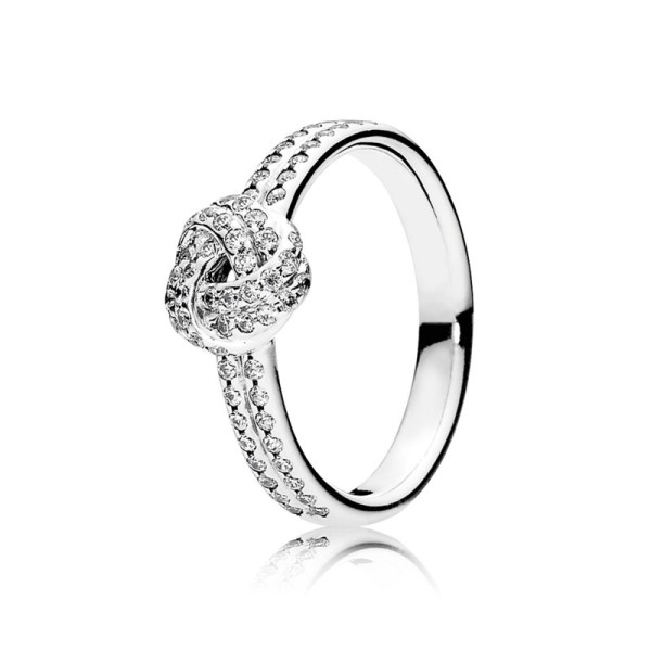 Pandora Ασημένιο δαχτυλίδι Love knot με διάφανο κυβικό ζιργκόν 190997CZ