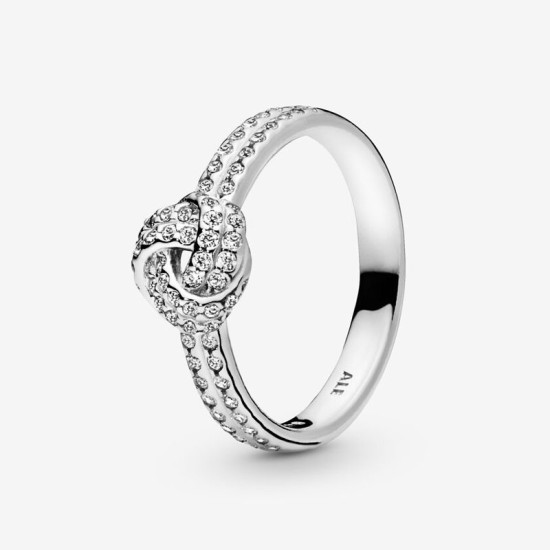 Pandora Ασημένιο δαχτυλίδι Love knot με διάφανο κυβικό ζιργκόν 190997CZ