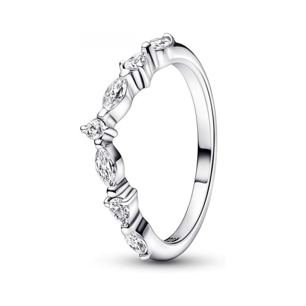 Pandora Δαχτυλίδι Ασημένιο με Πέτρες Ζιργκόν 192390C01 Pandora Δαχτυλίδι Ασημένιο με Πέτρες Ζιργκόν 192390C01