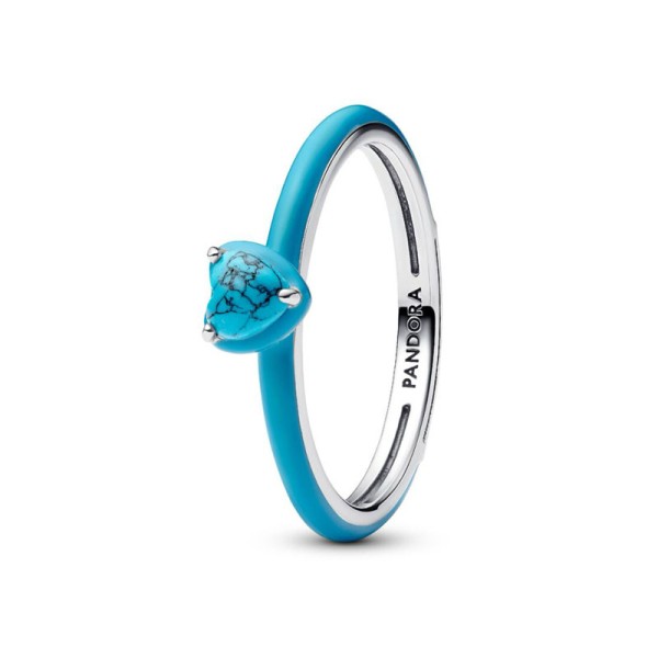 Pandora Δαχτυλίδι με τιρκουάζ πέτρα καρδιάς 193828C01 Pandora Δαχτυλίδι με τιρκουάζ πέτρα καρδιάς 193828C01