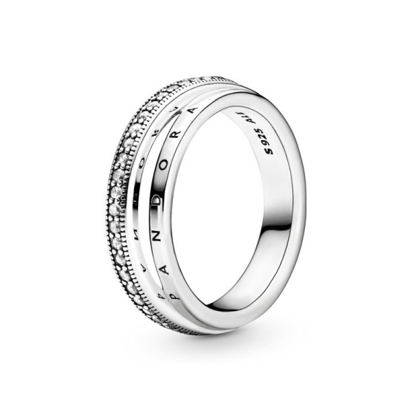 Pandora Δαχτυλίδι Τριπλός Κρίκος Pavé 199040C01 Pandora Δαχτυλίδι Τριπλός Κρίκος Pavé 199040C01